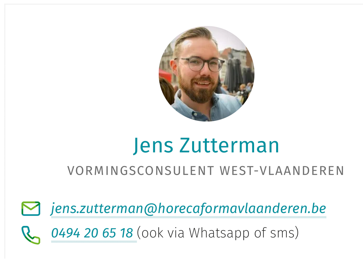 Jens Zutterman, opleidingsadviseur Horeca Forma in West-Vlaanderen